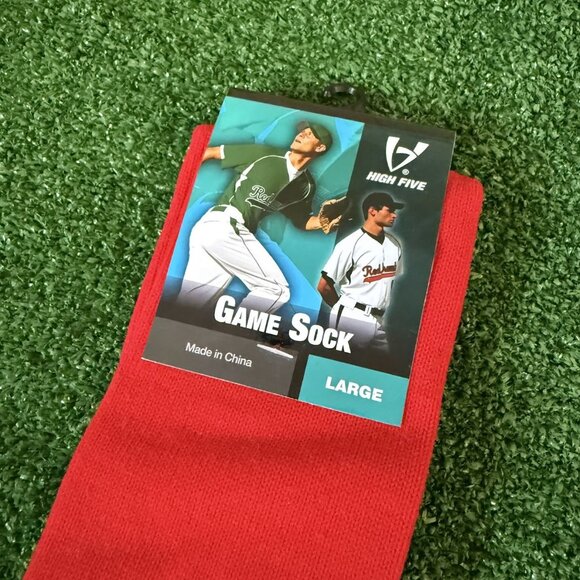 High Five Full Cushion Foot Red Tube Baseball Game 24" Socks Size L NWT - Picture 3 of 6